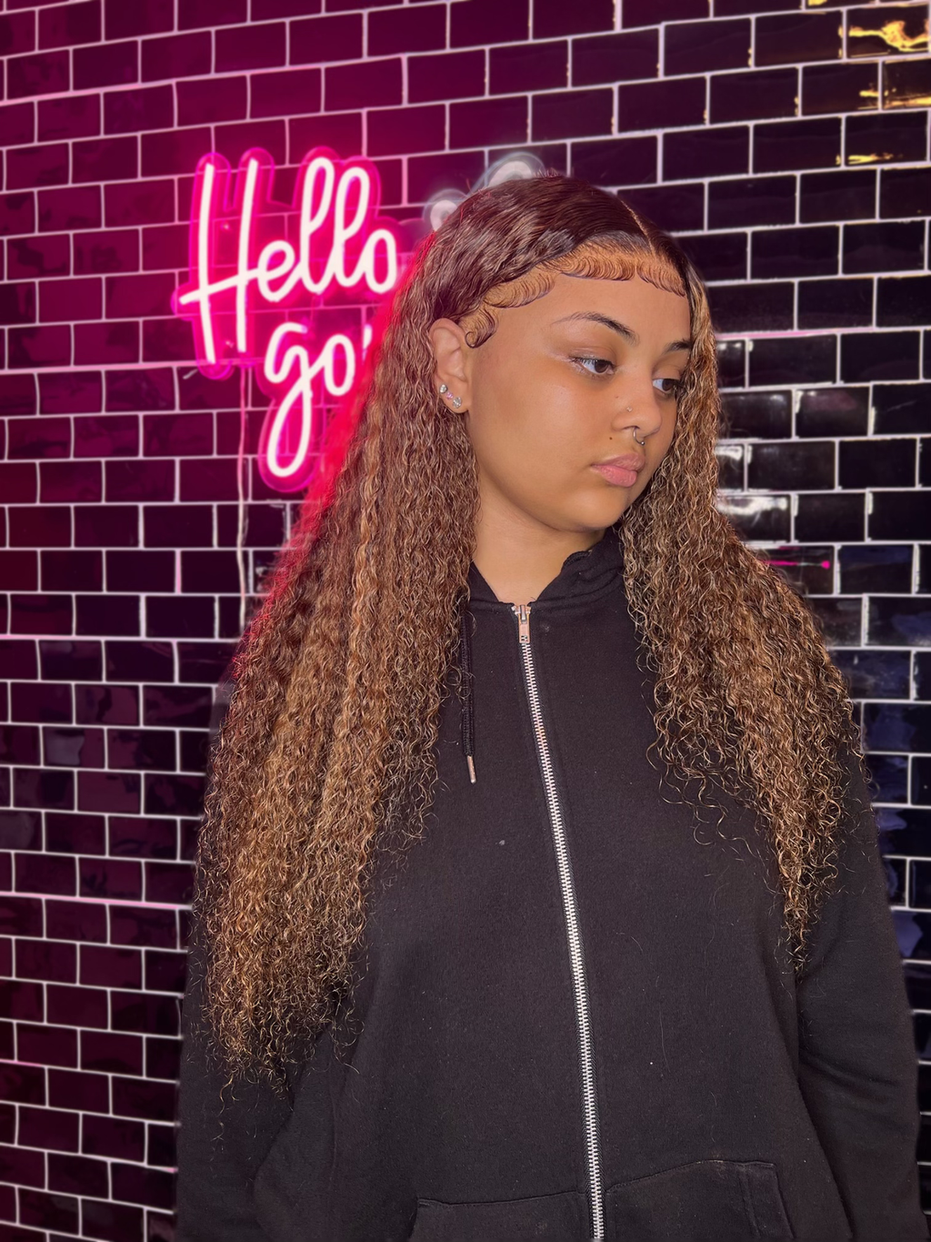 Highlighted Curly 13X4 Transparent Lace Front Wig