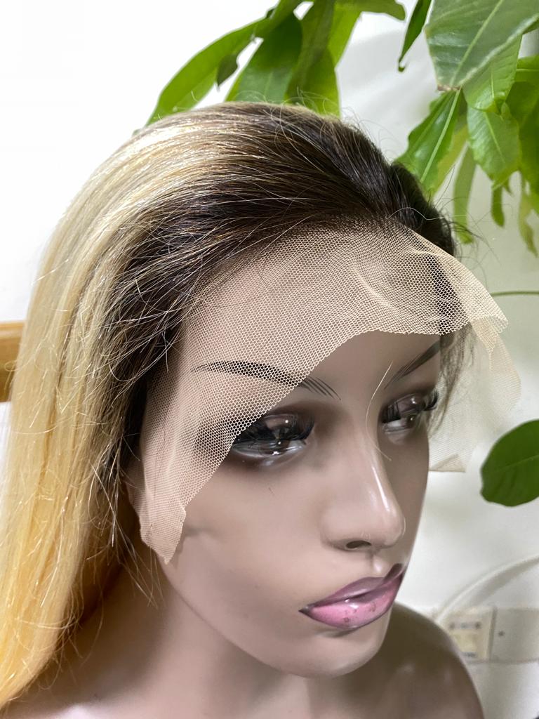 1B/613 (Black Roots) Straight 13X4 Transparent Lace Front Wig