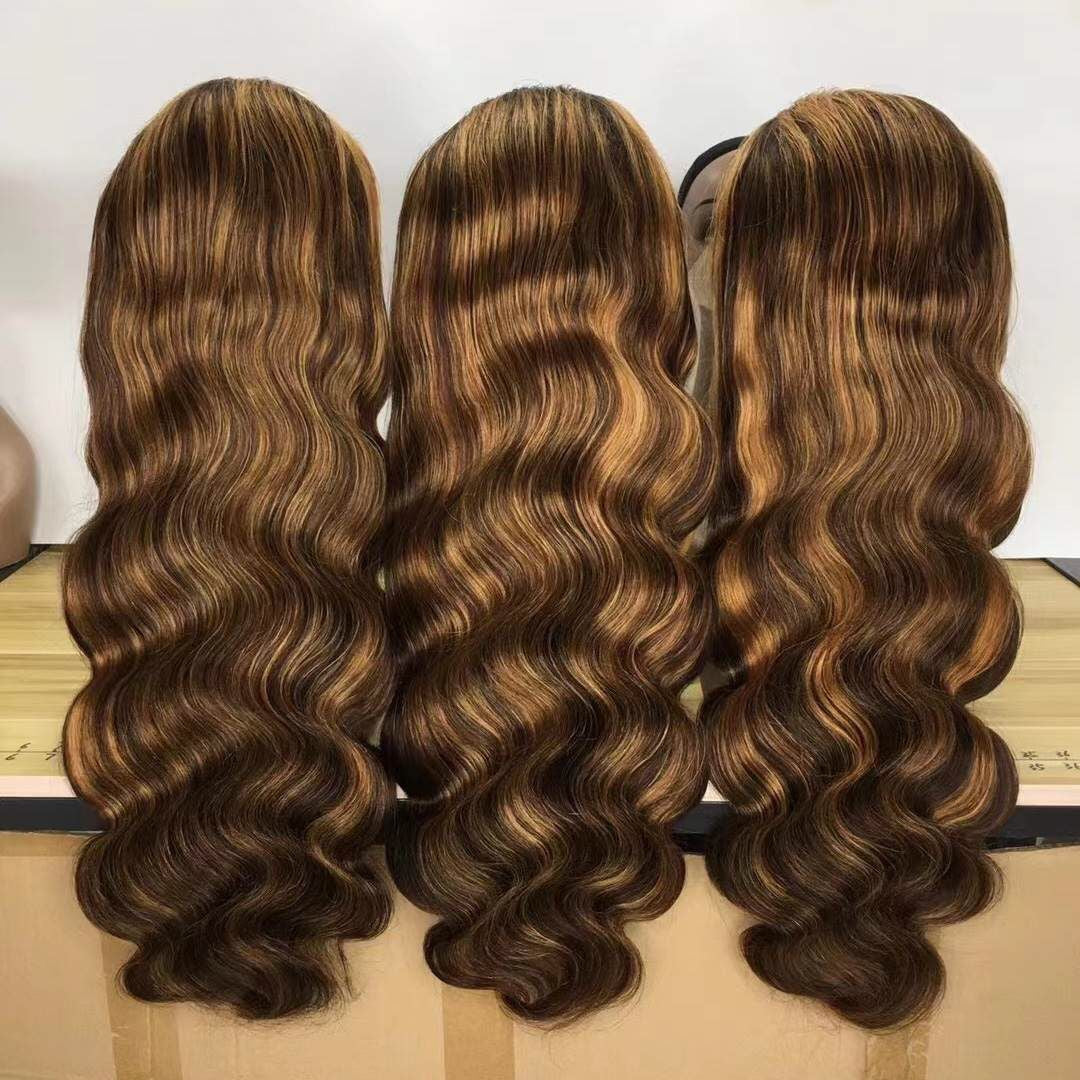 Highlighted Bodywave 13X4 Transparent Lace Front Wig