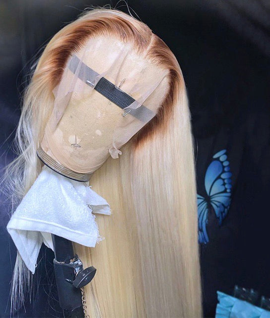 4/613 (Brown Roots) Straight 13X4 Transparent Lace Front Wig