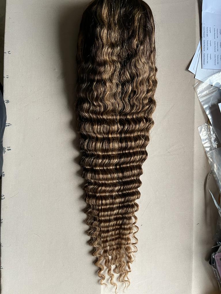 Highlighted Deepwave 13X4 Transparent Lace Front Wig