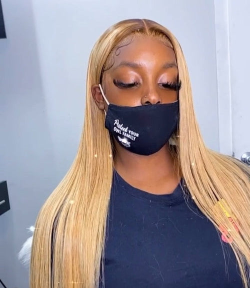 4/27 (Brown Roots) Color Straight 13X4 Transparent Lace Front Wig