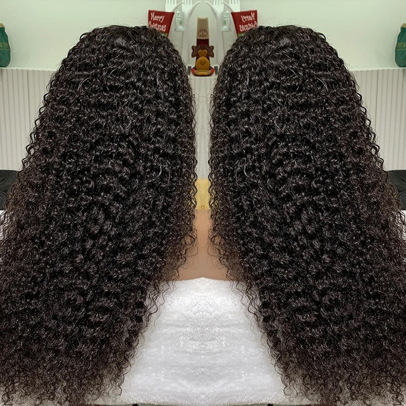 Natural Color Deep Curly 13x4 Transparent Lace Front Wig