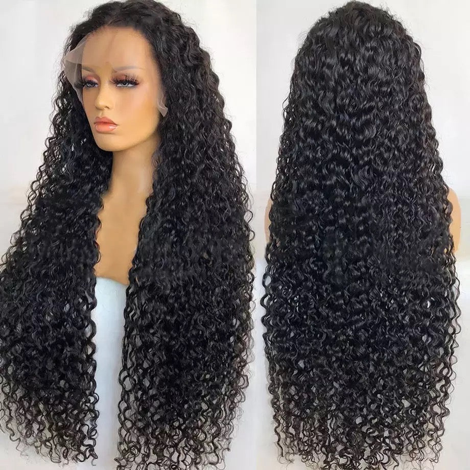 Natural Color Deep Curly 13x4 Transparent Lace Front Wig