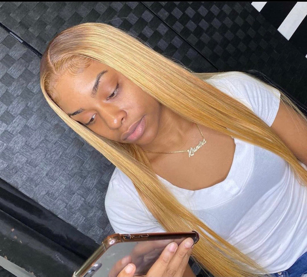 4/27 (Brown Roots) Color Straight 13X4 Transparent Lace Front Wig