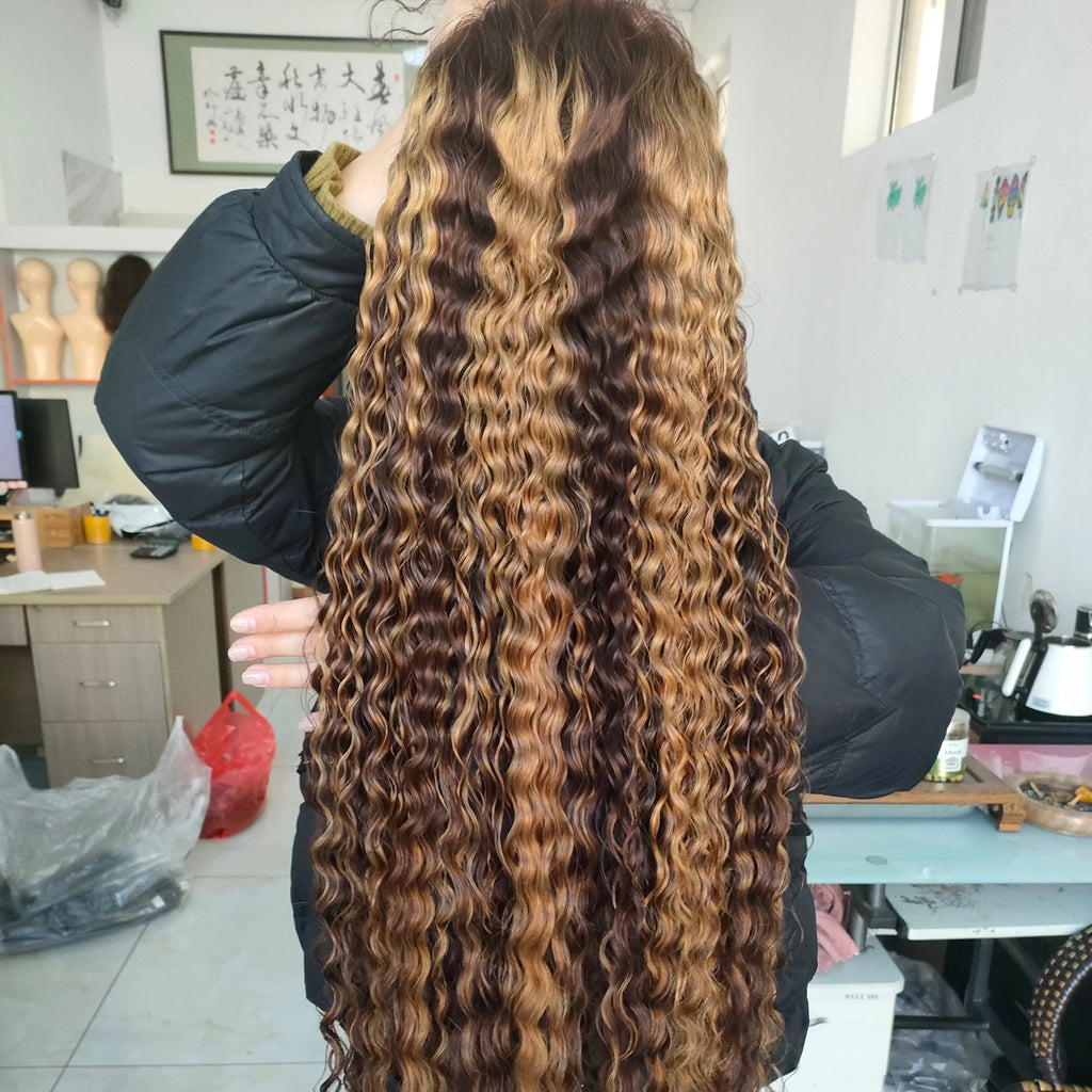 Highlighted Curly 13X4 Transparent Lace Front Wig